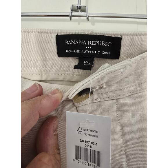 Banana Republic High Rise Authentic Chino Cream NWT Casual Cotton Size 16 - Picture 6 of 8